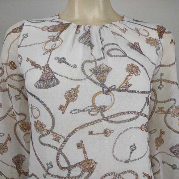 NWT WHBM White House Black Market white keys and rope layered blouse ladies XXSP - Picture 2 of 10